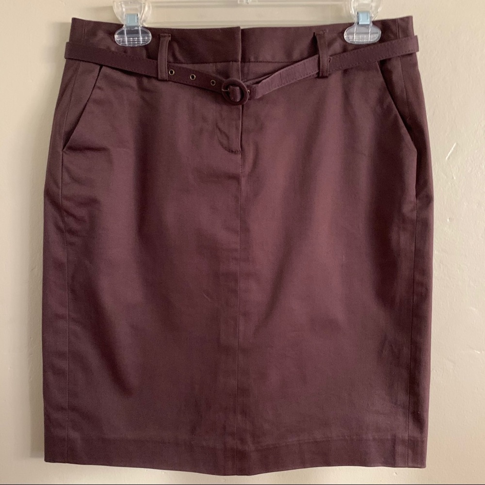 Attention Skirt Brown Normcore Belted Pencil Straight Corporate Career Work 4